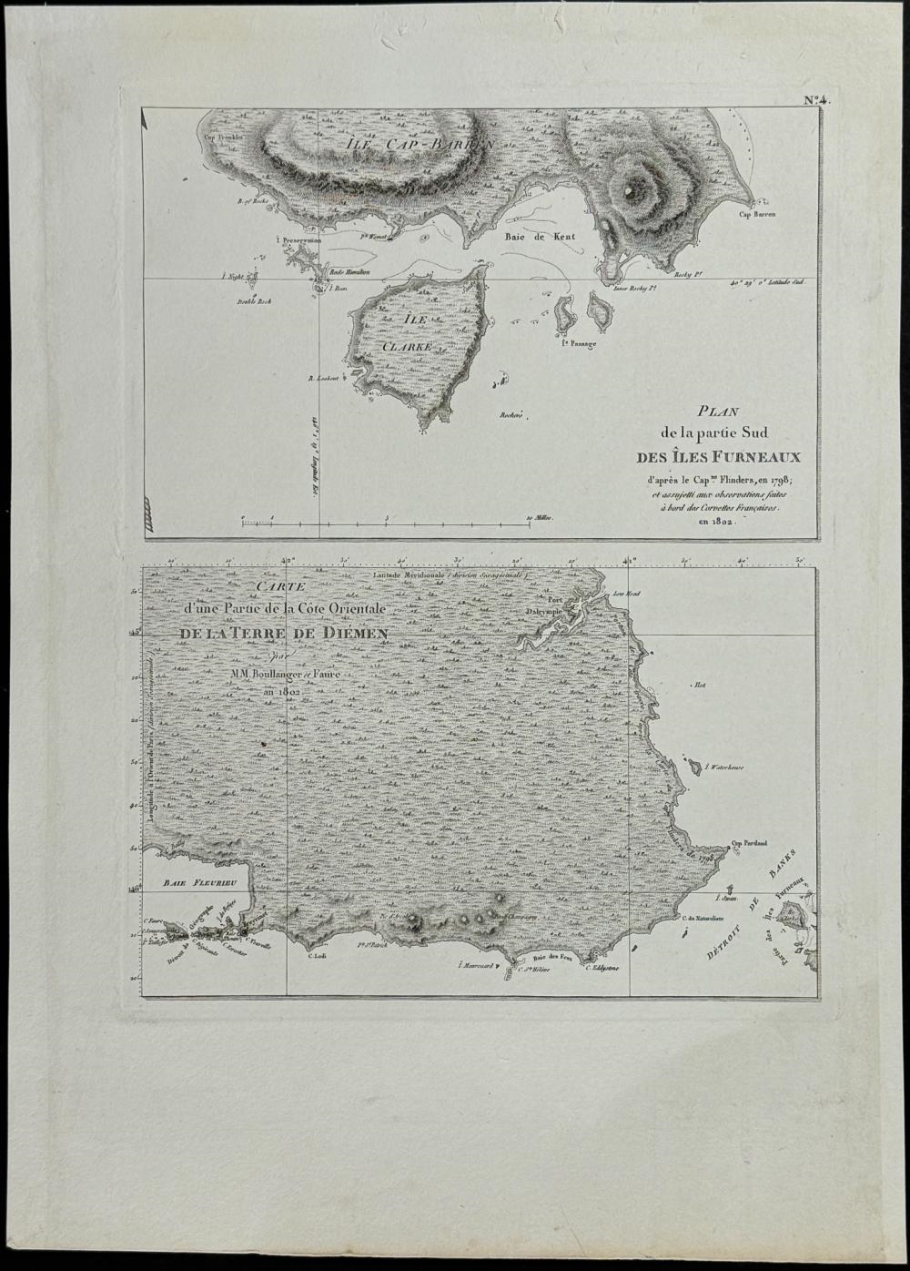 Artwork by François Péron, Pair of Maps of Australia (New Holland) with Tasmania or Van Diemen's Land, Made of Engraving