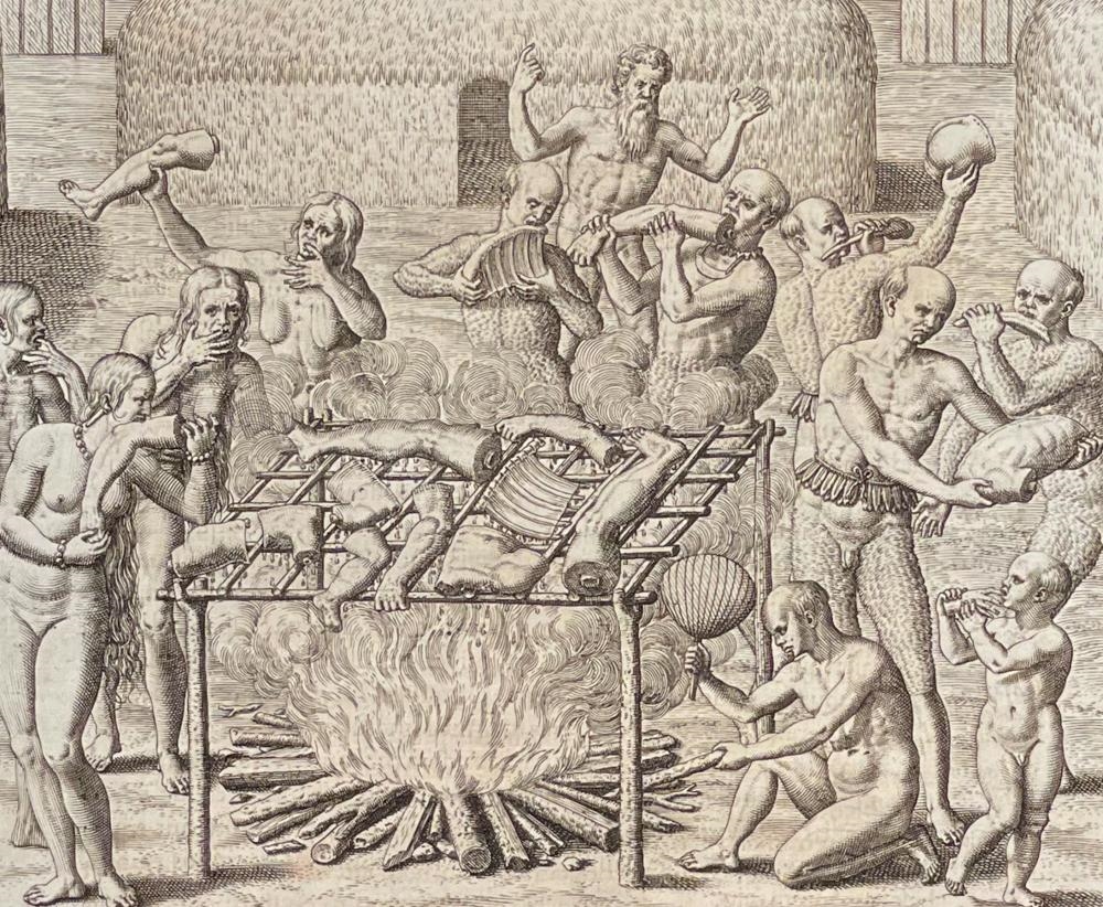 Theodor de Bry | The Bucan, and how they preserve their meat ...