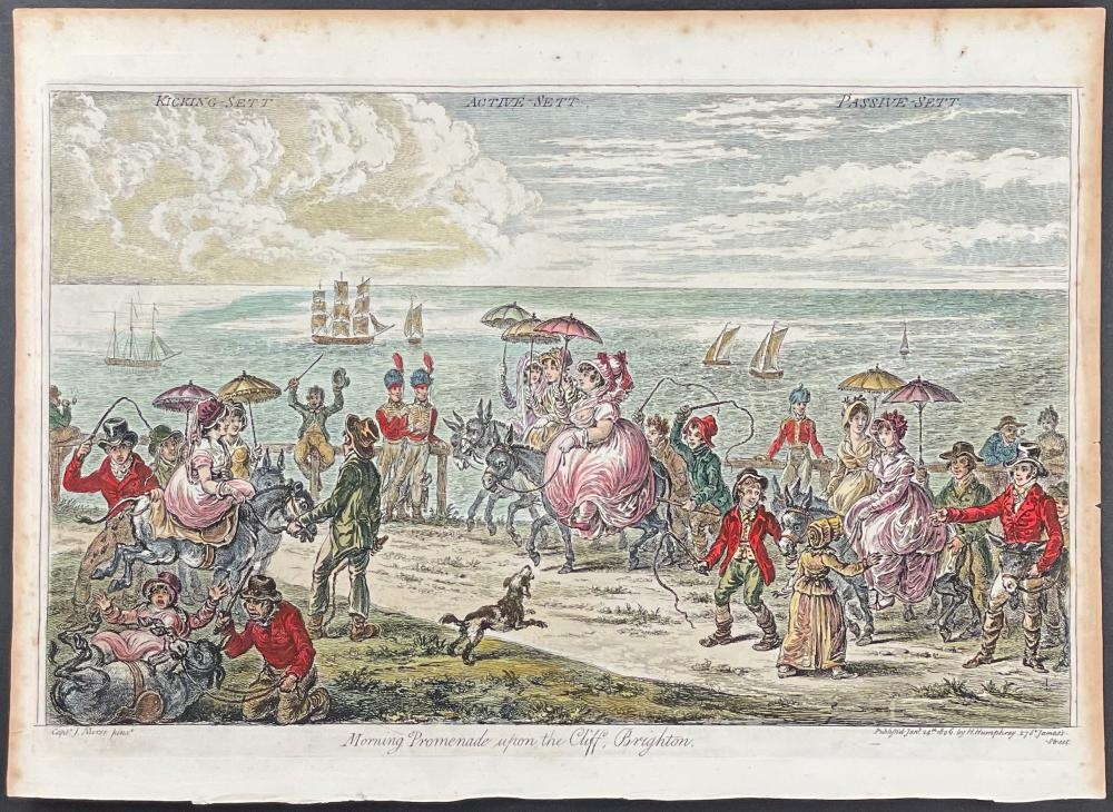 Artwork by James Gillray, LARGE LOT of 17 Satirical Folio Engravings, Made of Engraving With Recent Professional Hand-Coloring