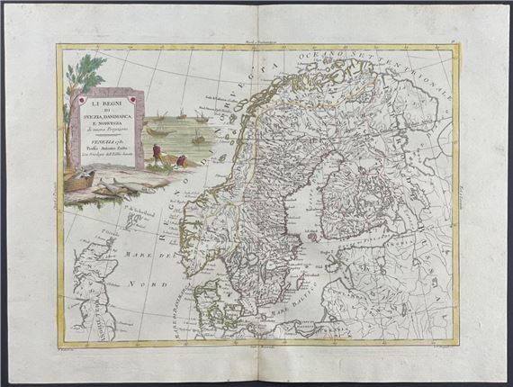 Map of Scandinavia including Sweden, Denmark, Norway by Antonio Zatta, 1775-1785