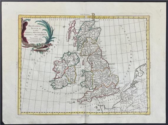 Map of the British Isles - England, Ireland, Scotland by Antonio Zatta, 1775-1785