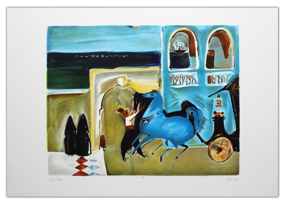 Artwork by Nahum Gutman, Bella Vista Hotel, Made of Original Lithograph