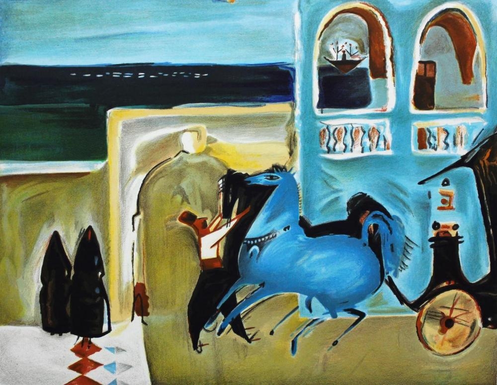 Artwork by Nahum Gutman, Bella Vista Hotel, Made of Original Lithograph