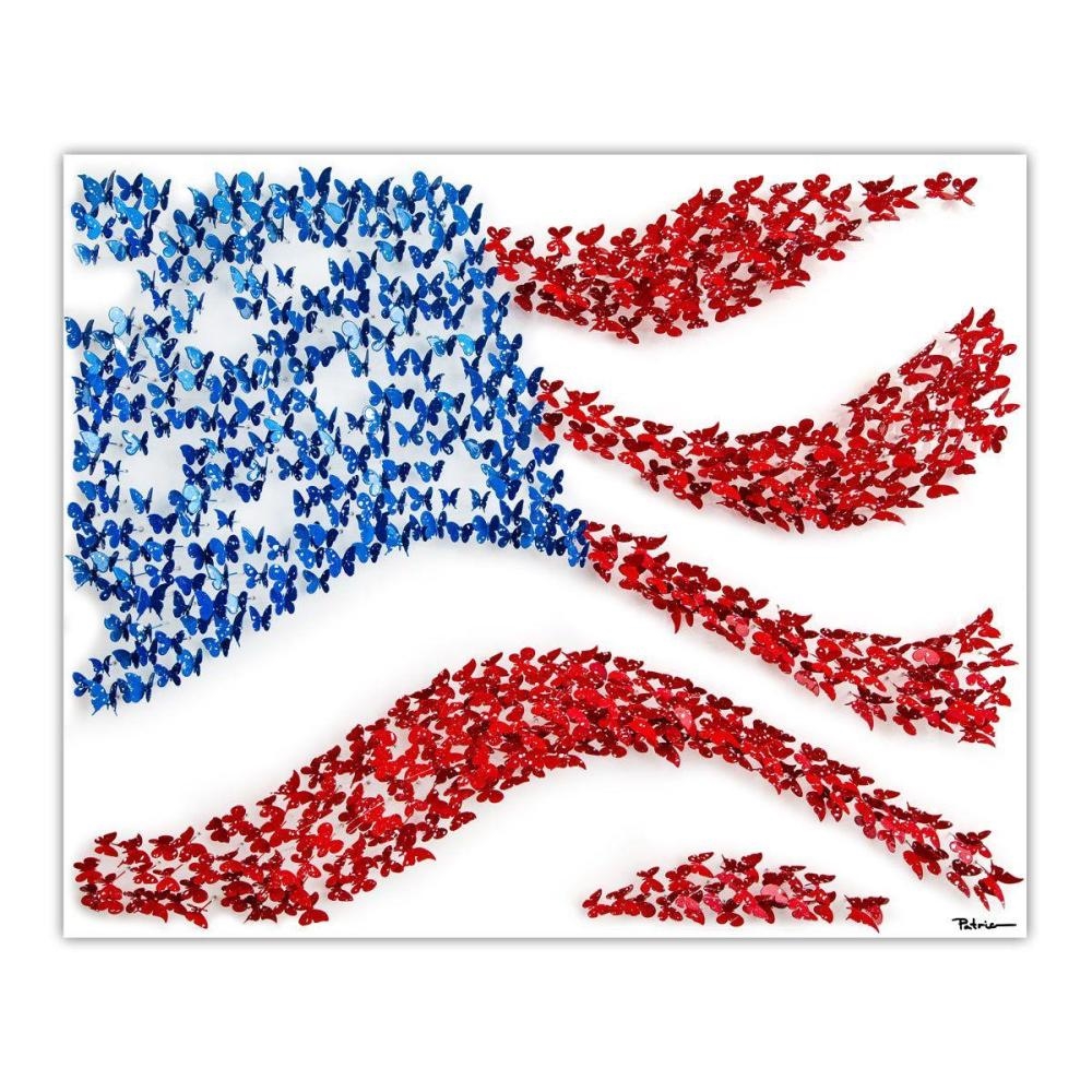 Artwork by Patricia Govezensky, Land of the Free, Made of Original 3D Metal Art On Wood