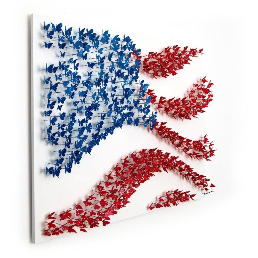 Artwork by Patricia Govezensky, Land of the Free, Made of Original 3D Metal Art On Wood
