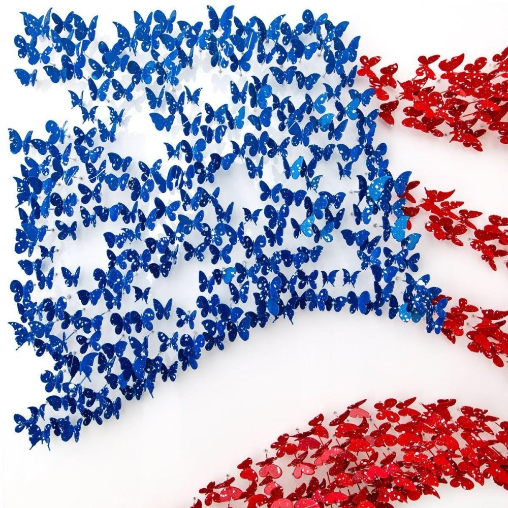 Artwork by Patricia Govezensky, Land of the Free, Made of Original 3D Metal Art On Wood