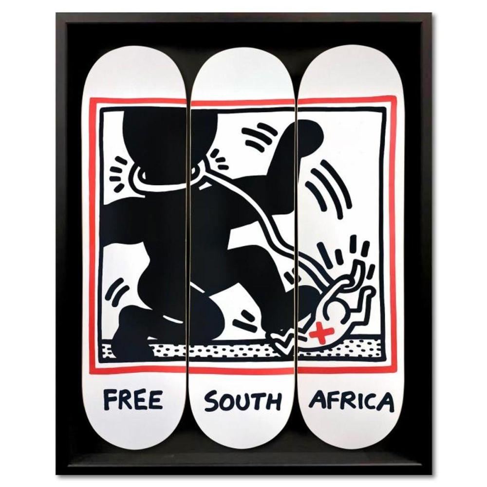 Artwork by Keith Haring, Free South Africa, Made of Mixed Media
