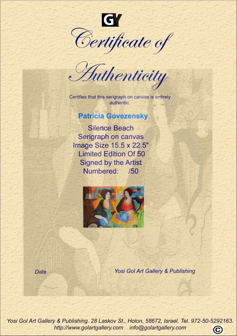 Artwork by Patricia Govezensky, Silence Beach, Made of Original Serigraph On Canvas