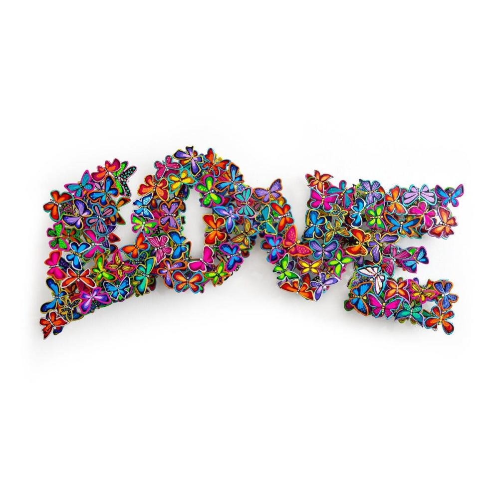 Artwork by Patricia Govezensky, L O V E, Made of Original Painting On Cutout Steel