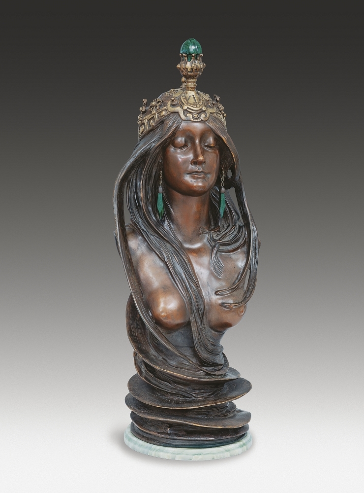 Artwork by Alphonse Mucha, říǻ岹, Made of Patinovanã½ Bronz A Malachit