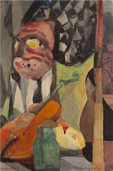 Composition with Violin and Mask by Hanna Pachniewska-Betley, 1951