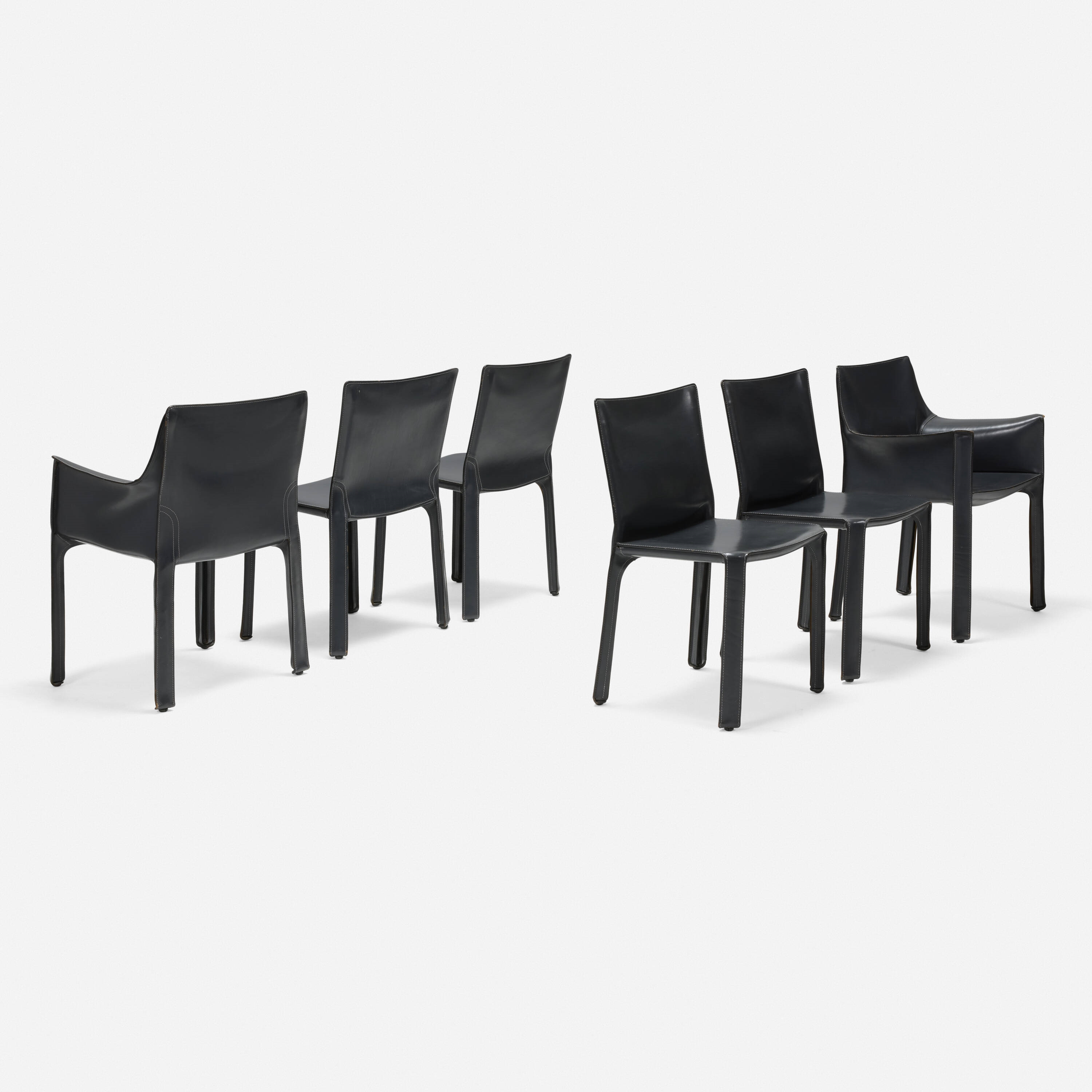 Artwork by Mario Bellini, Cab chairs, set of six, Made of leather over enameled steel, plastic
