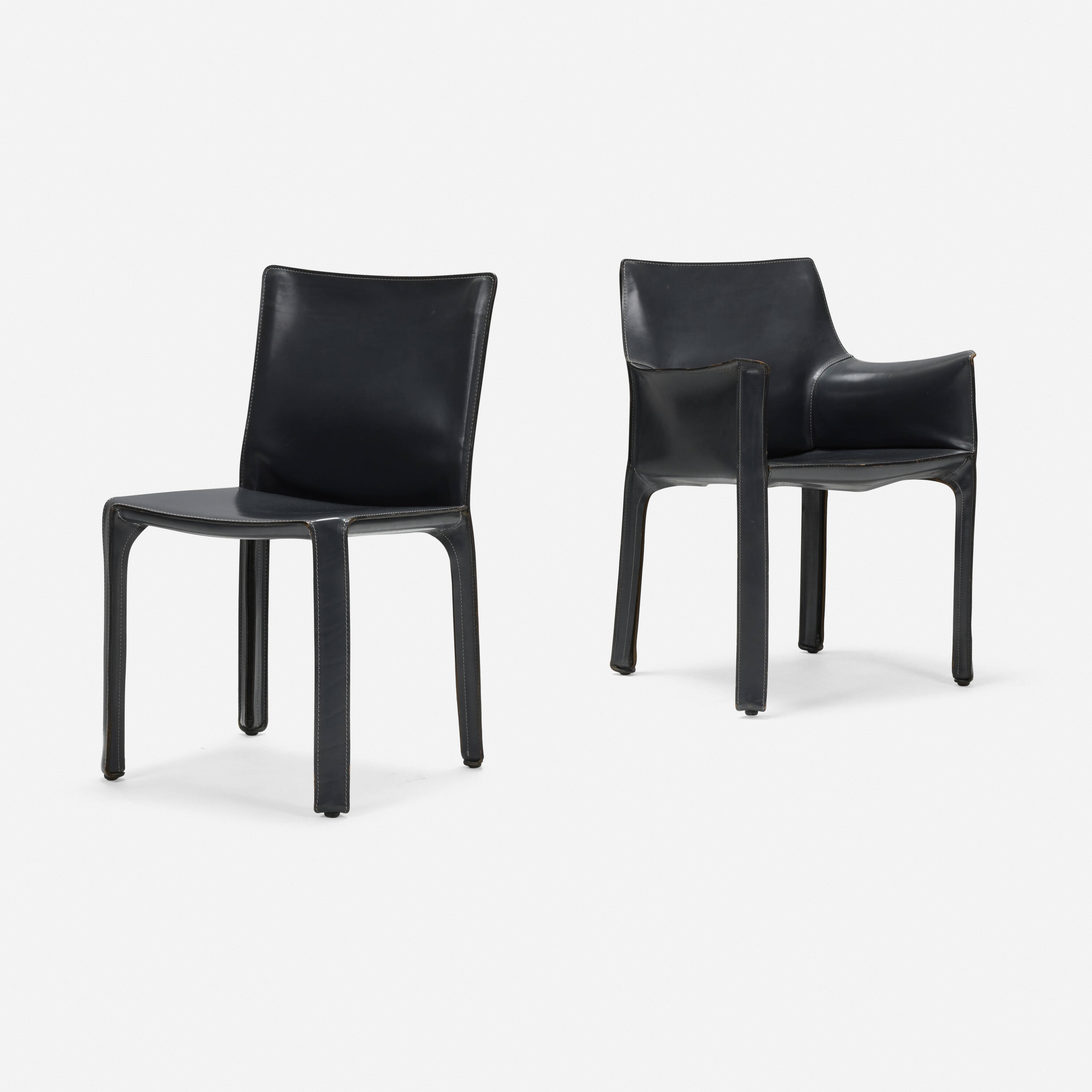 Artwork by Mario Bellini, Cab chairs, set of six, Made of leather over enameled steel, plastic