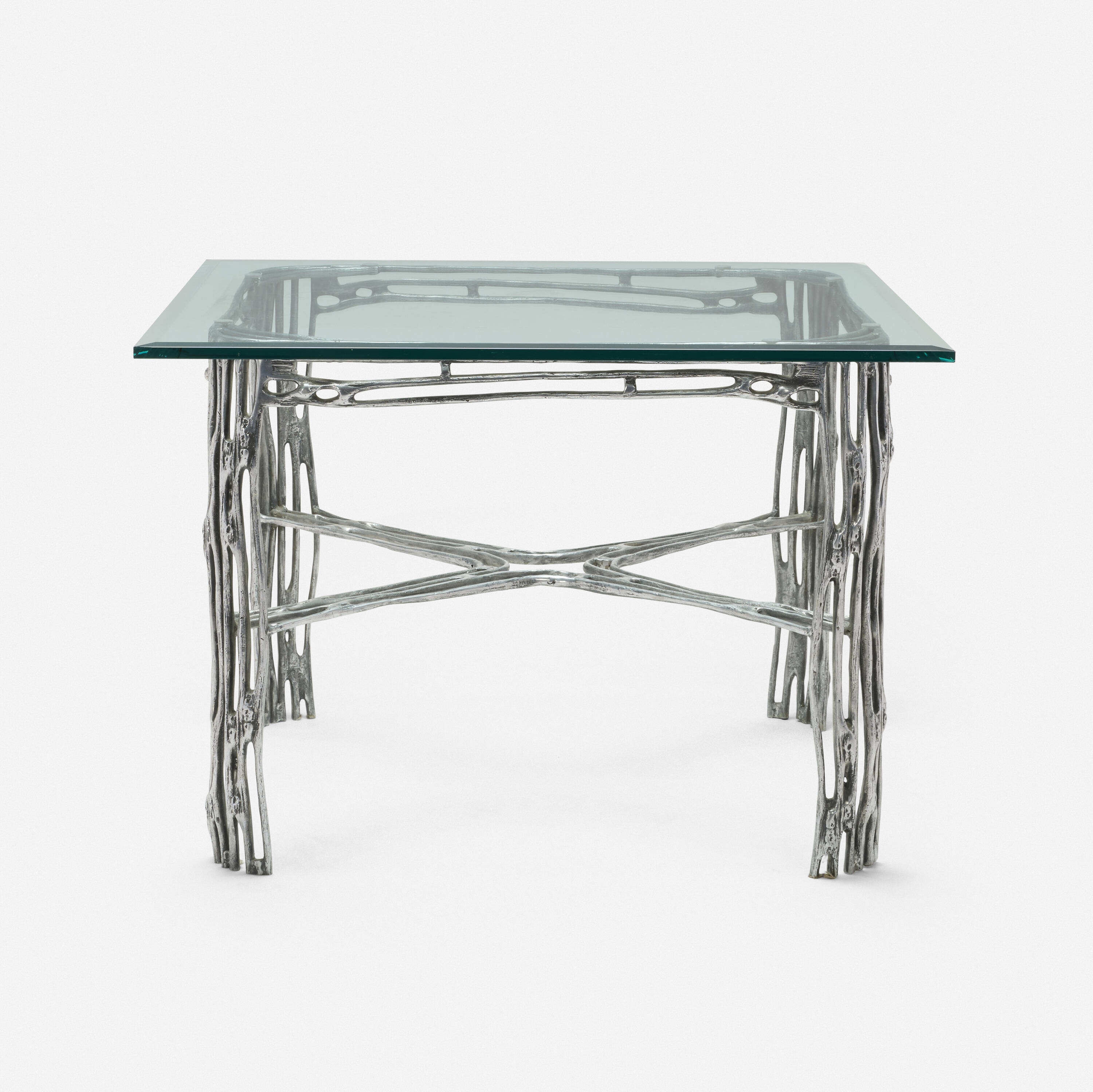 Artwork by Arthur Court, Saguaro table, Made of cast aluminum, glass