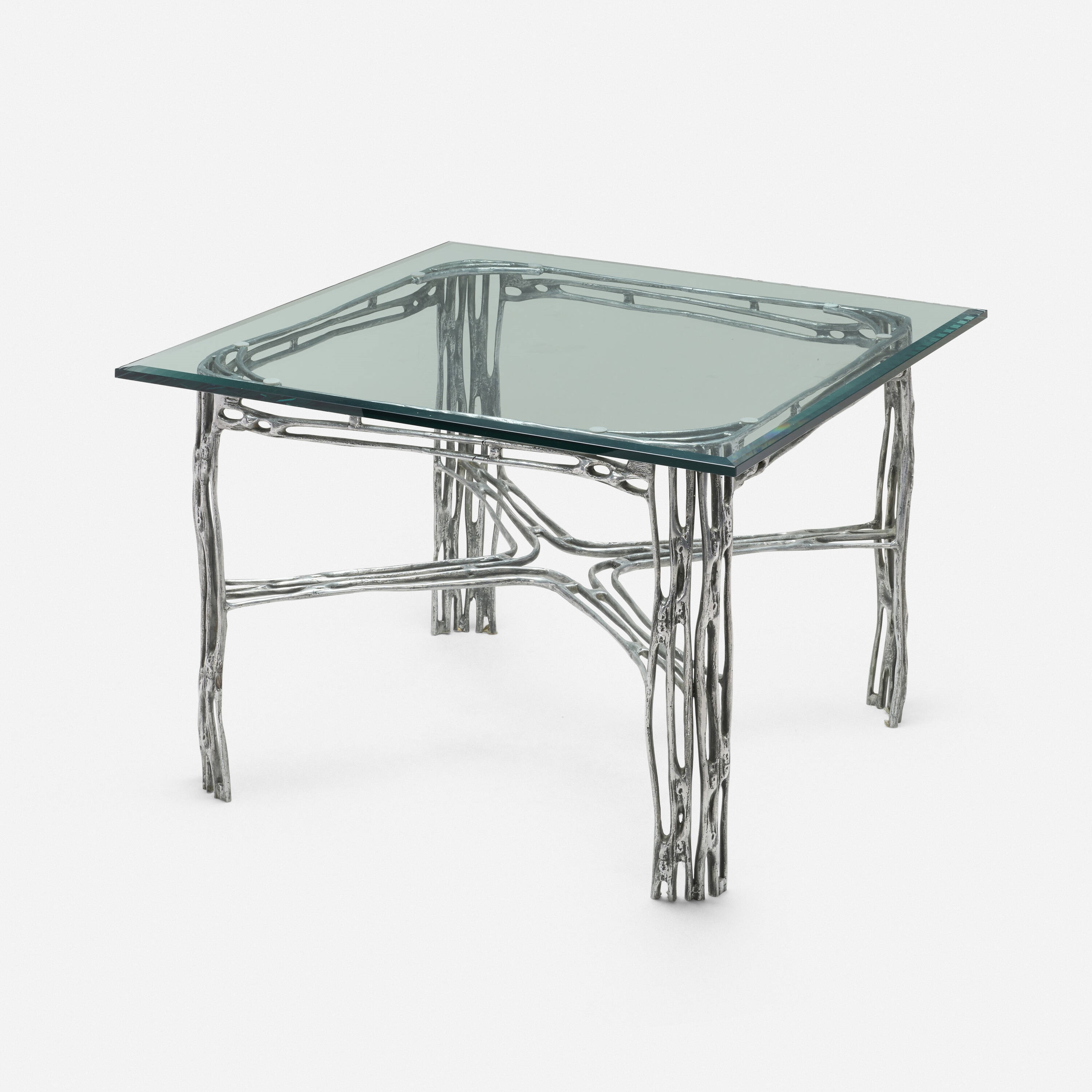 Artwork by Arthur Court, Saguaro table, Made of cast aluminum, glass