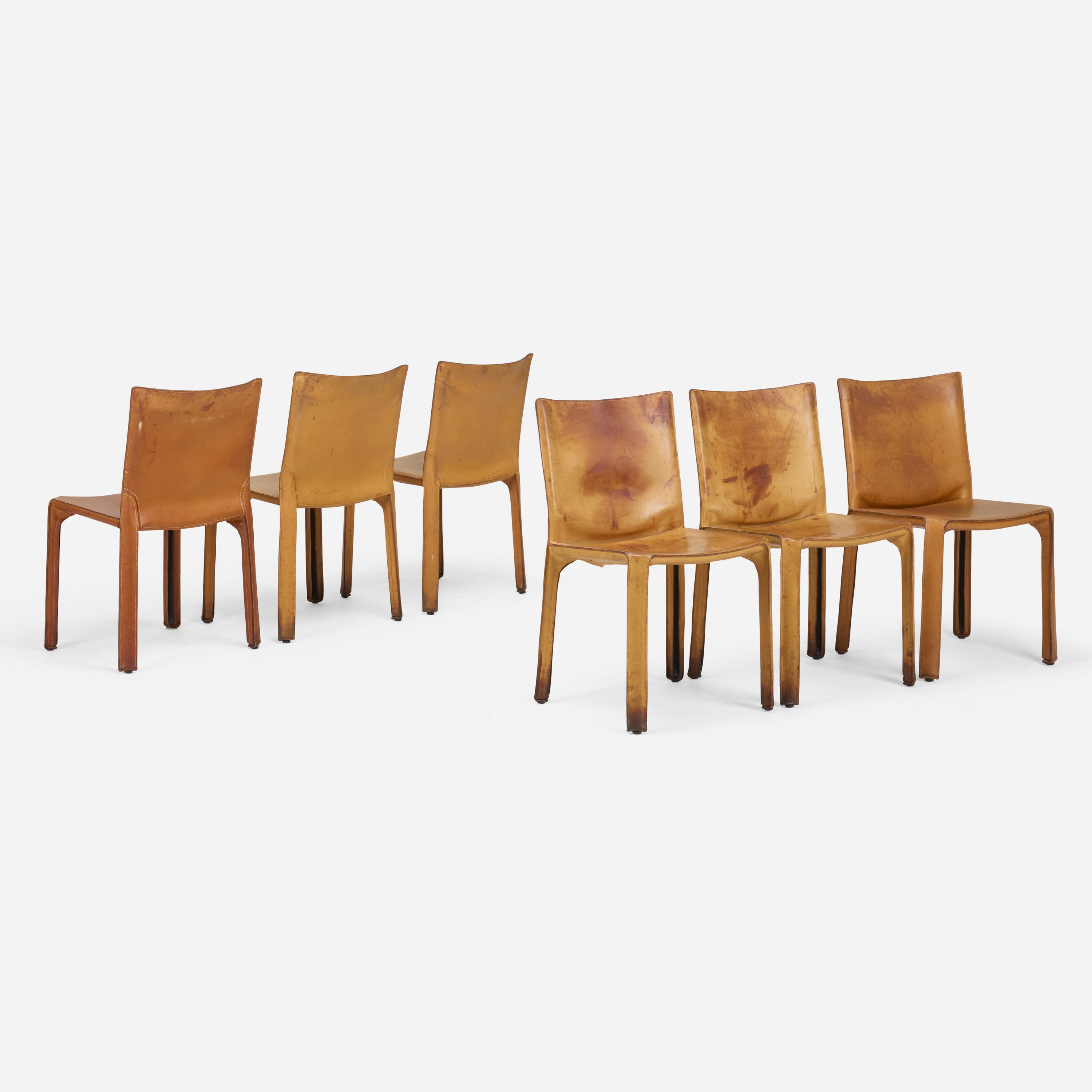 Artwork by Mario Bellini, Cab chairs model 412, set of six, Made of leather over enameled steel