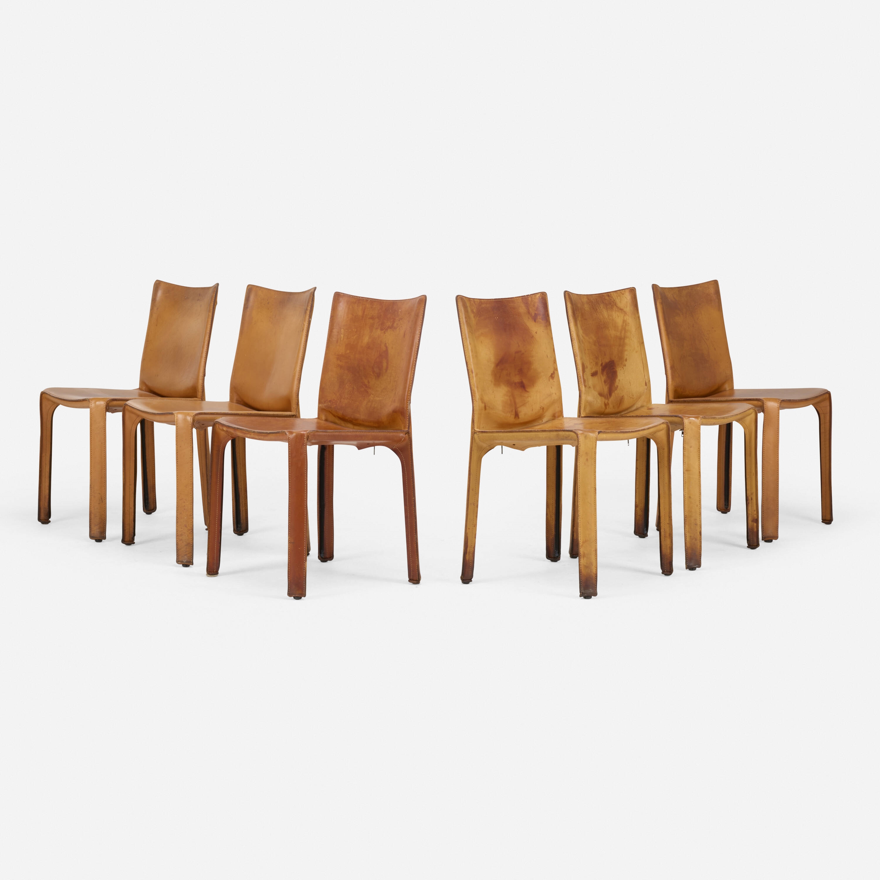 Artwork by Mario Bellini, Cab chairs model 412, set of six, Made of leather over enameled steel