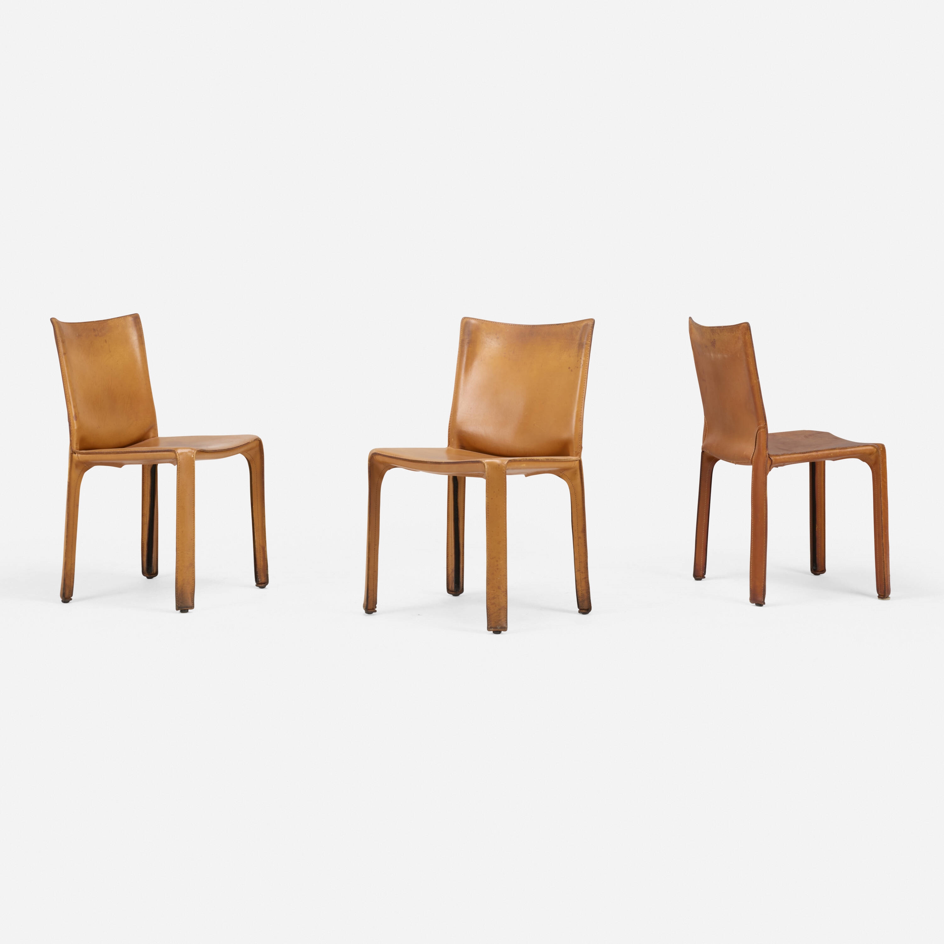 Artwork by Mario Bellini, Cab chairs model 412, set of six, Made of leather over enameled steel