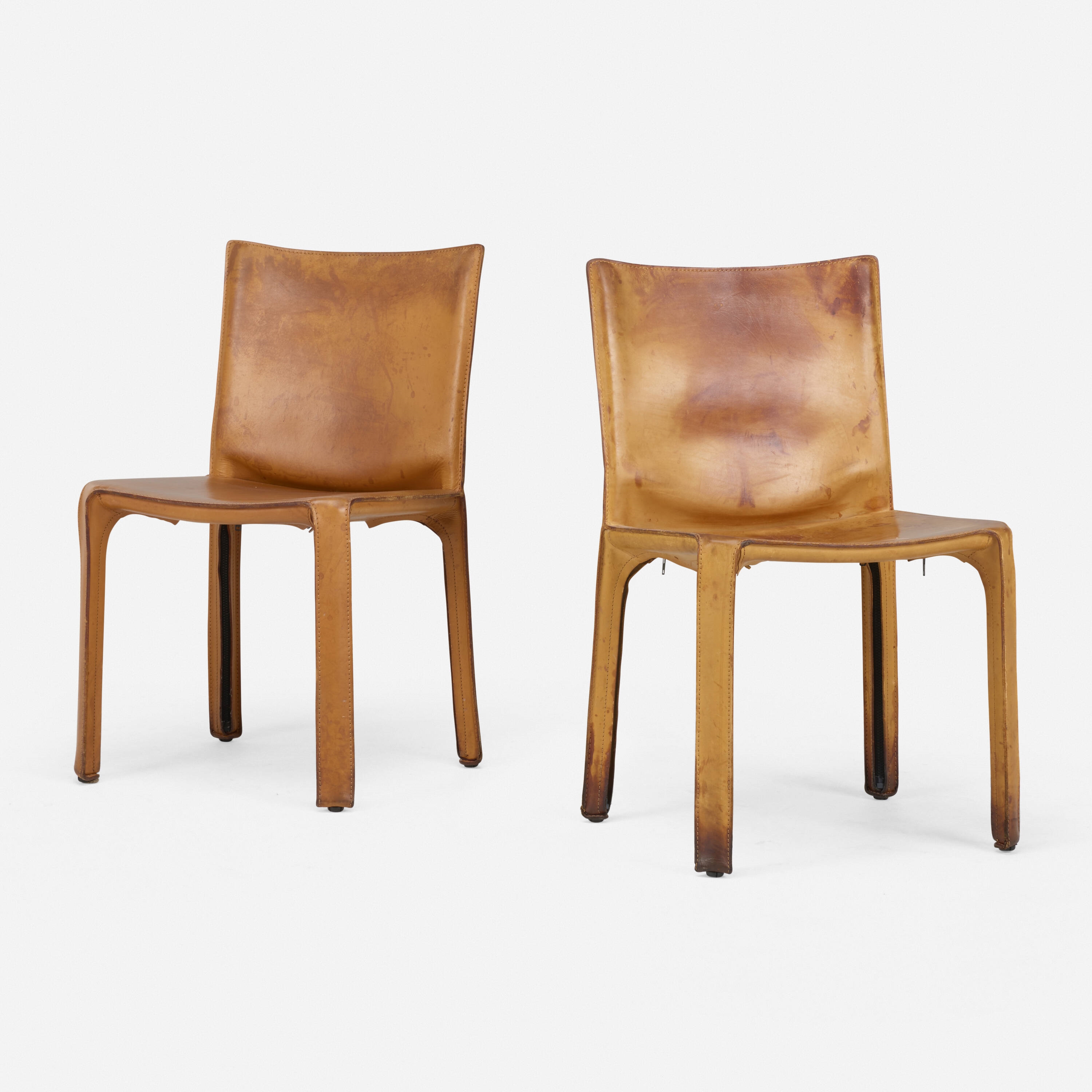 Artwork by Mario Bellini, Cab chairs model 412, set of six, Made of leather over enameled steel