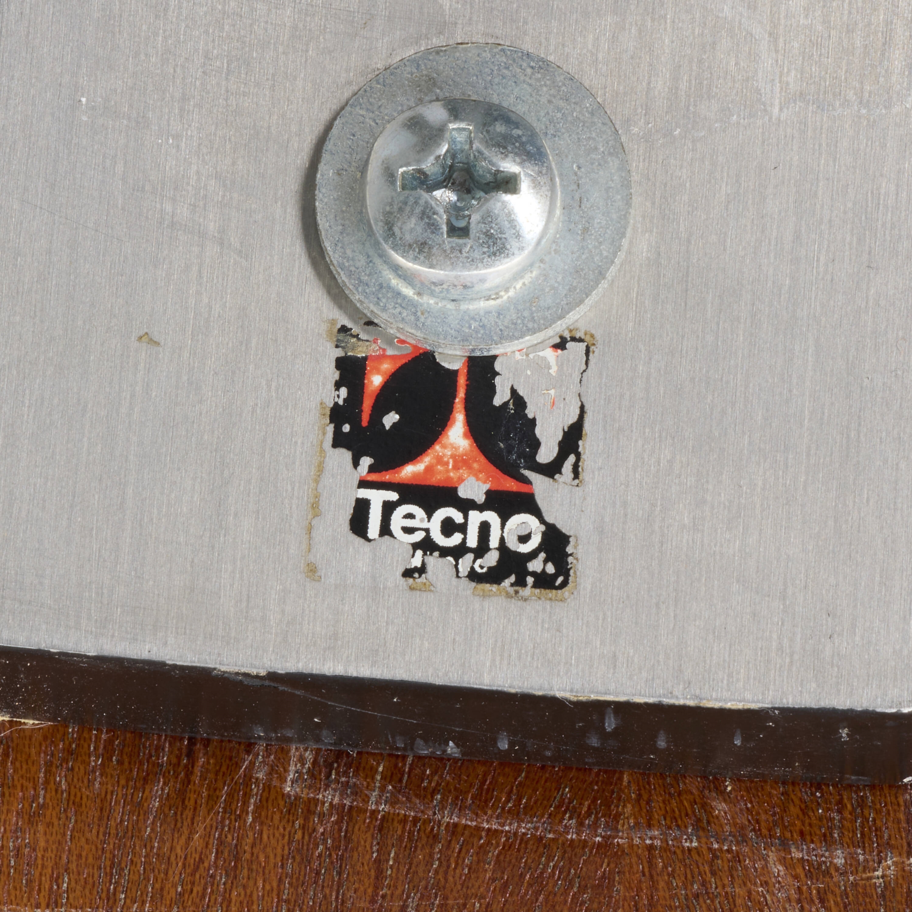 Artwork by Osvaldo Borsani, T69 table, Made of mahogany, stainless steel, enameled steel