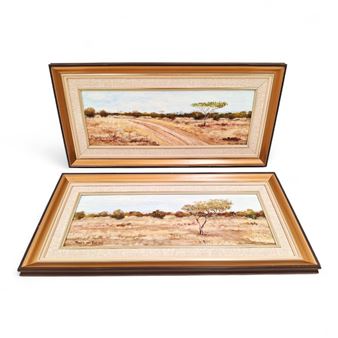 2 X BEAUTIFUL GILT FRAMED OIL PAINTINGS OF DIRT ROADS - Martin Van Dyk