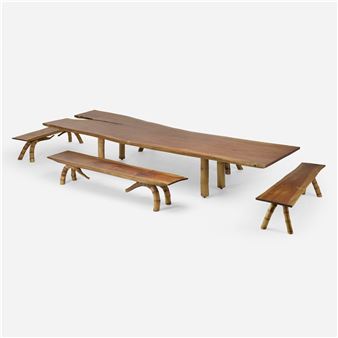 Dining table and benches, set of four - Marcelo Villegas