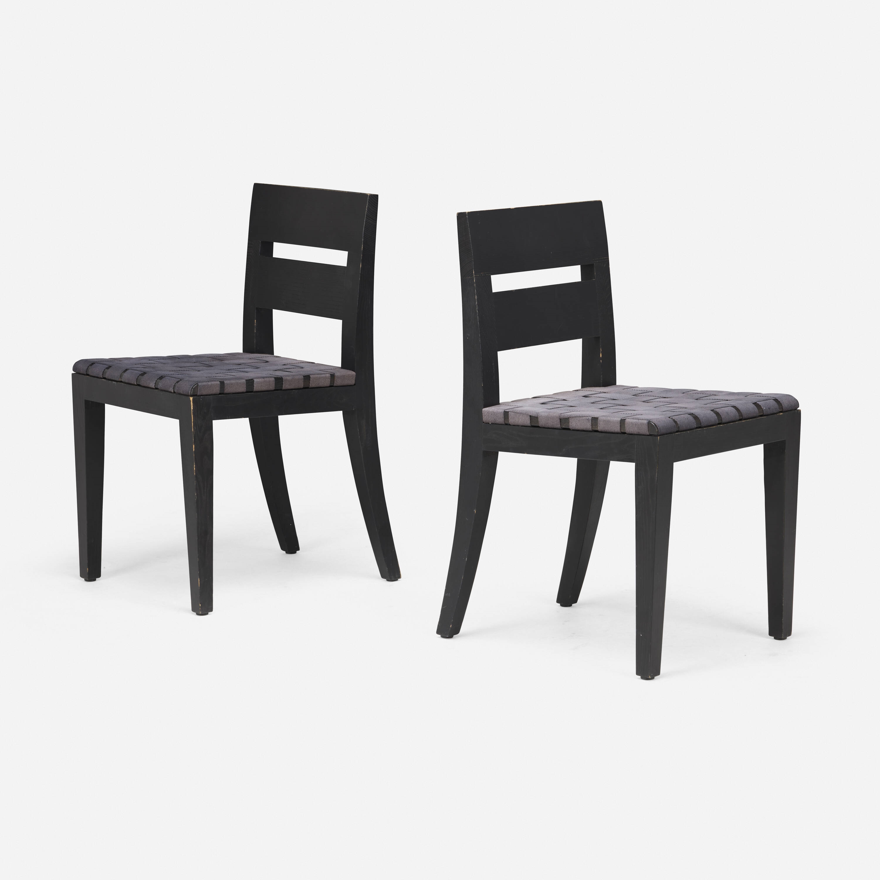 Artwork by Christian Liaigre, Archipel chairs, set of eight, Made of Lacquered Wood, Canvas Webbing