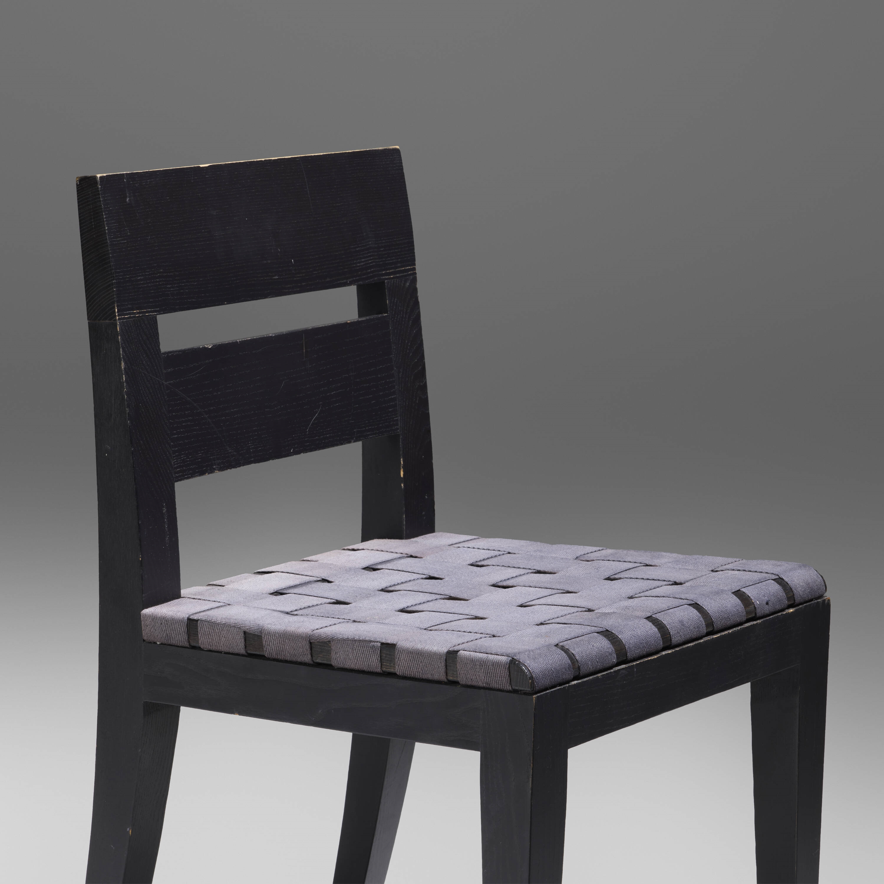 Artwork by Christian Liaigre, Archipel chairs, set of eight, Made of Lacquered Wood, Canvas Webbing