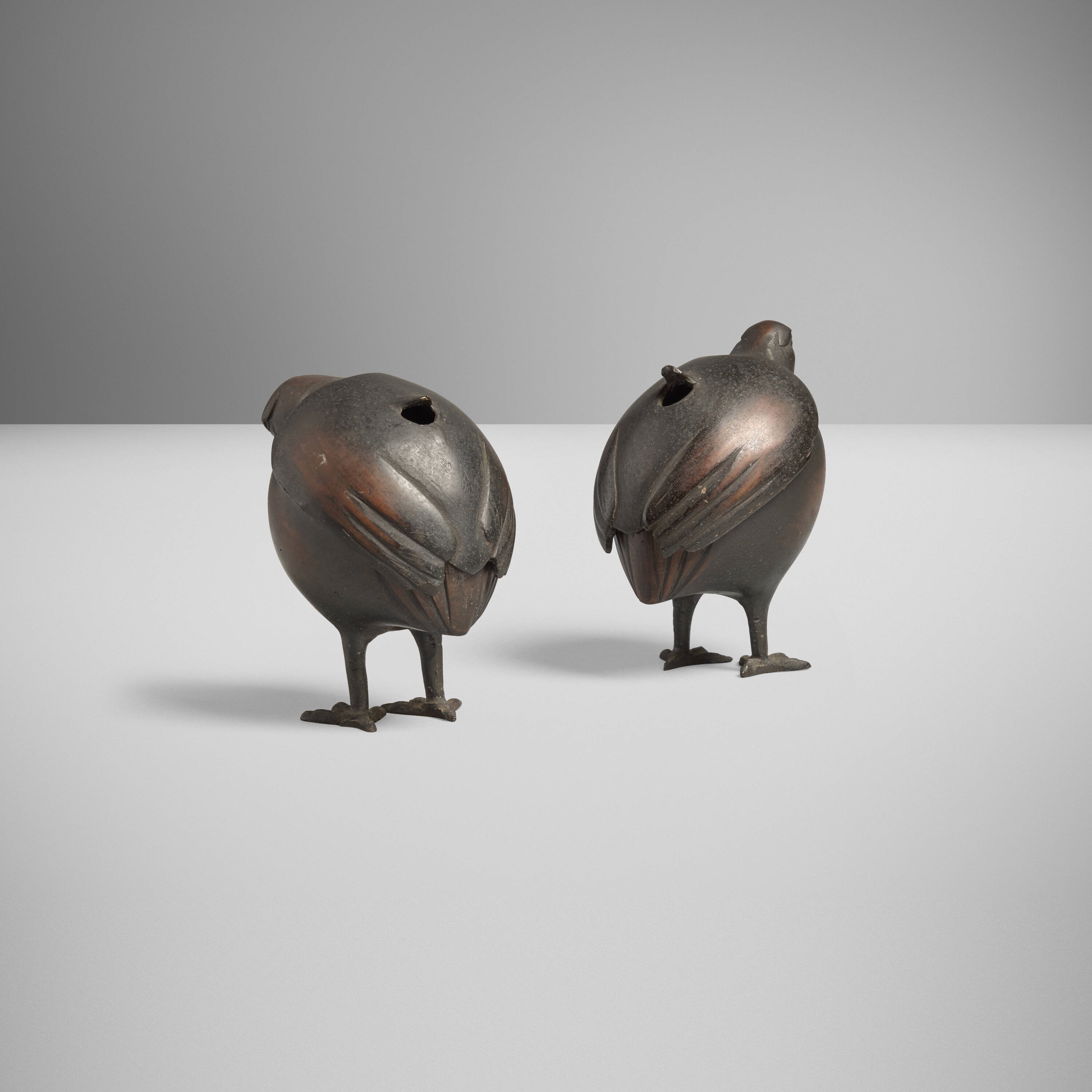 Artwork by Japanese School, Quail-form koro (incense burners), pair, Made of Bronze