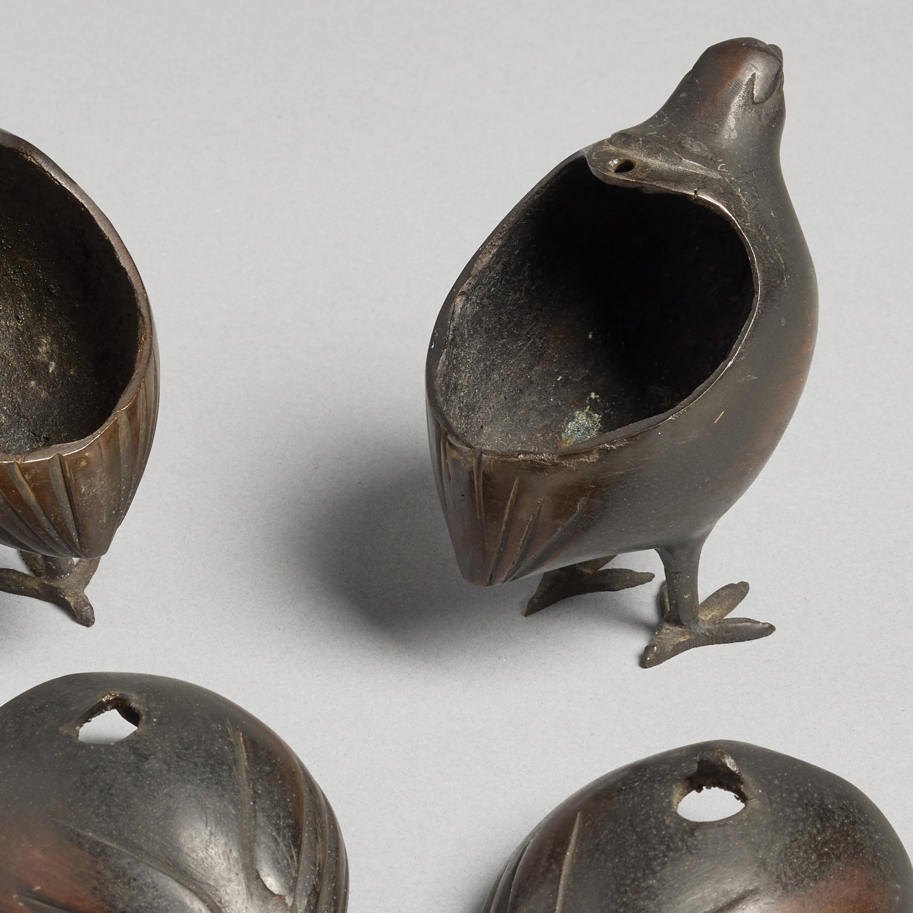 Artwork by Japanese School, Quail-form koro (incense burners), pair, Made of Bronze