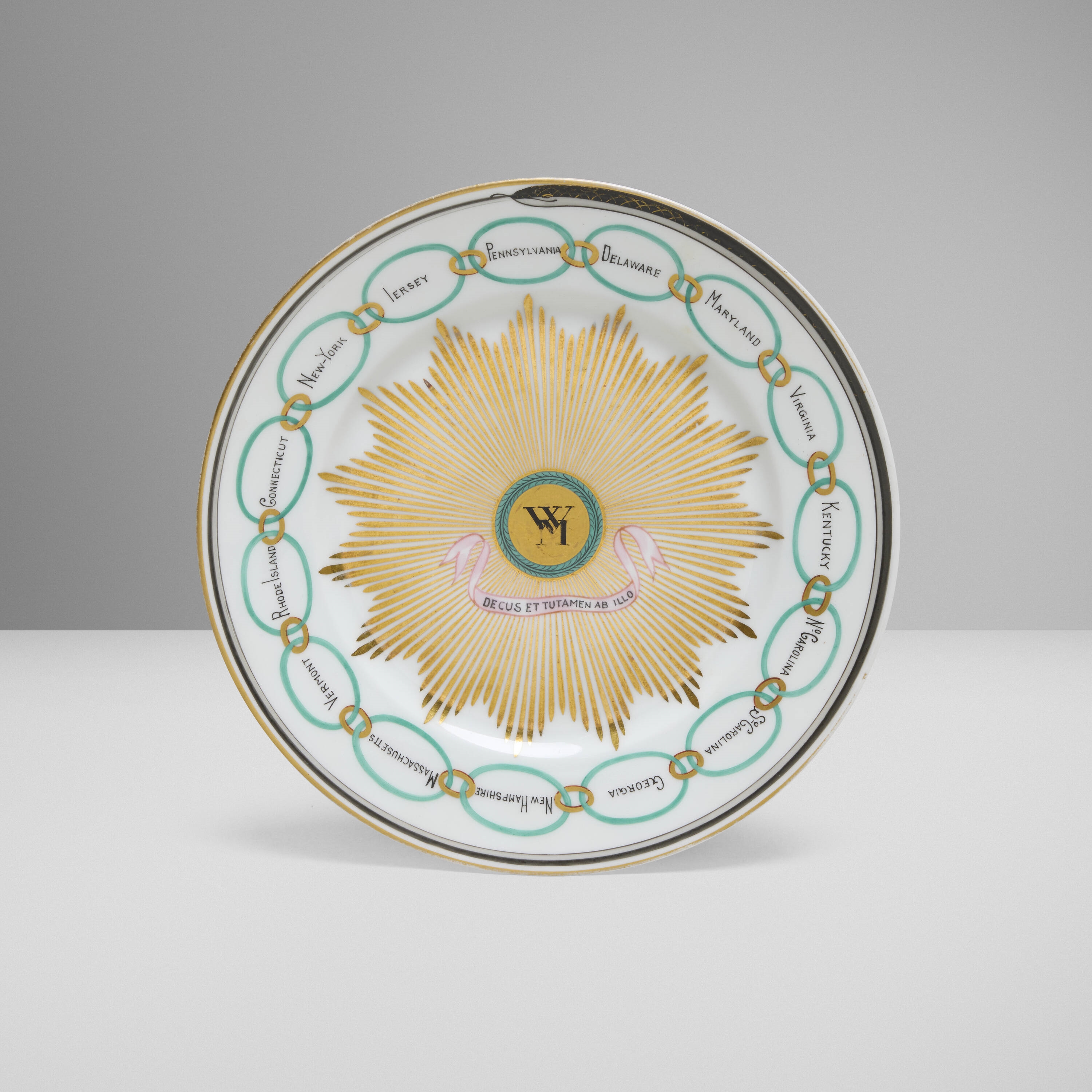 Artwork by Charles Ahrenfeldt, Martha Washington centennial plate, Made of Gilt And Painted Porcelain
