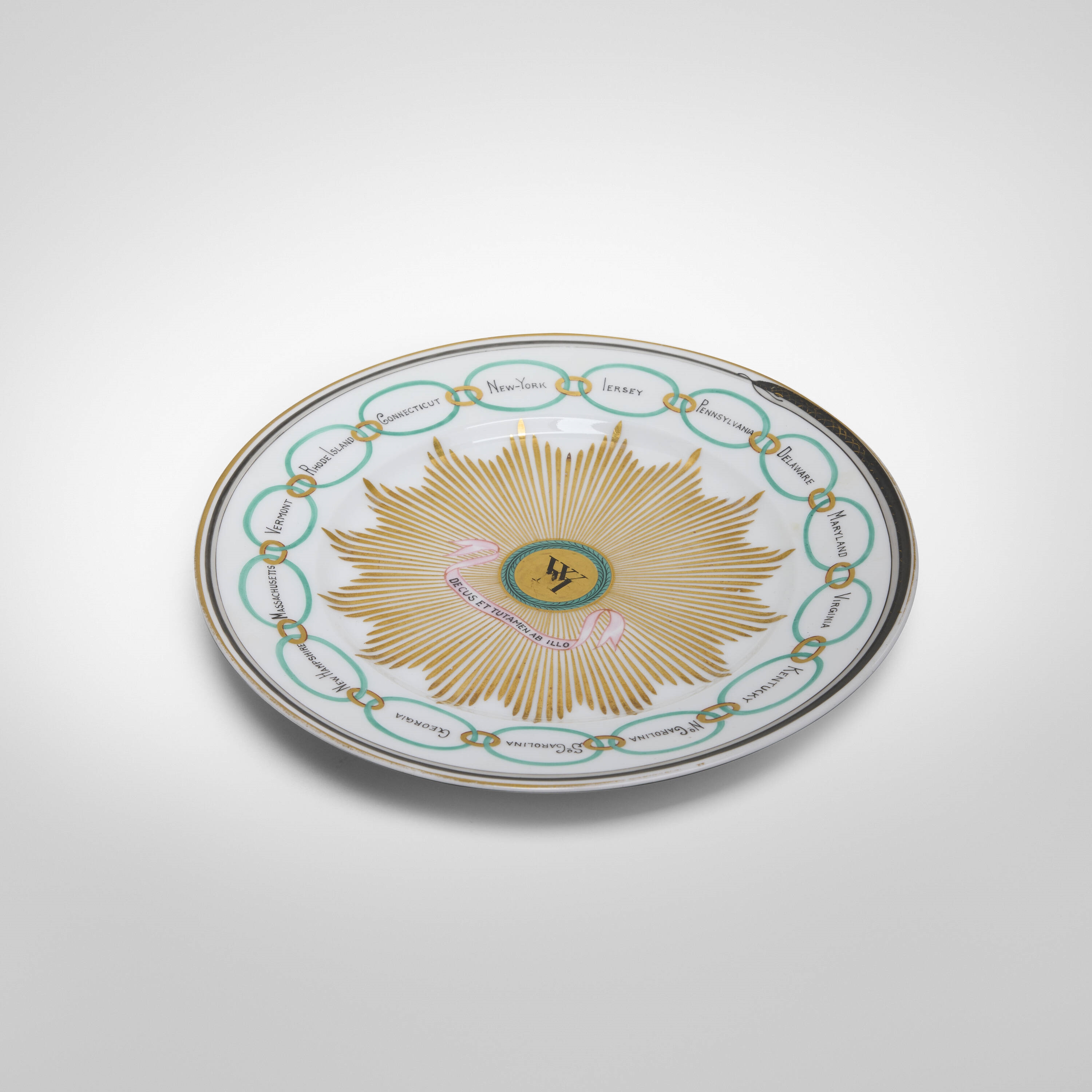 Artwork by Charles Ahrenfeldt, Martha Washington centennial plate, Made of Gilt And Painted Porcelain