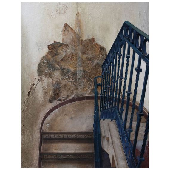 Nido de ratas en escalera - Rafael Cauduro