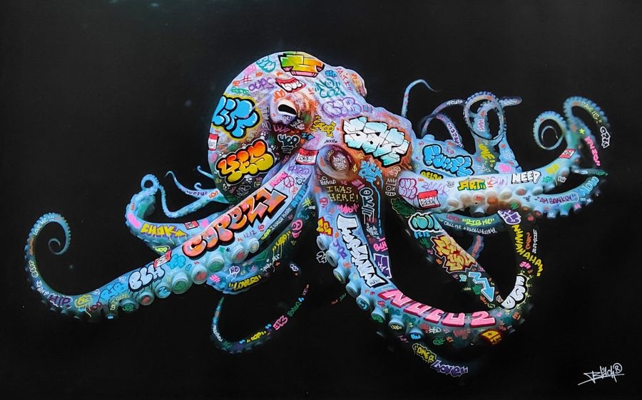 Artwork by Maxim Blachere, Octopus, Made of Offset Lithograph On Beaux-Art Paper