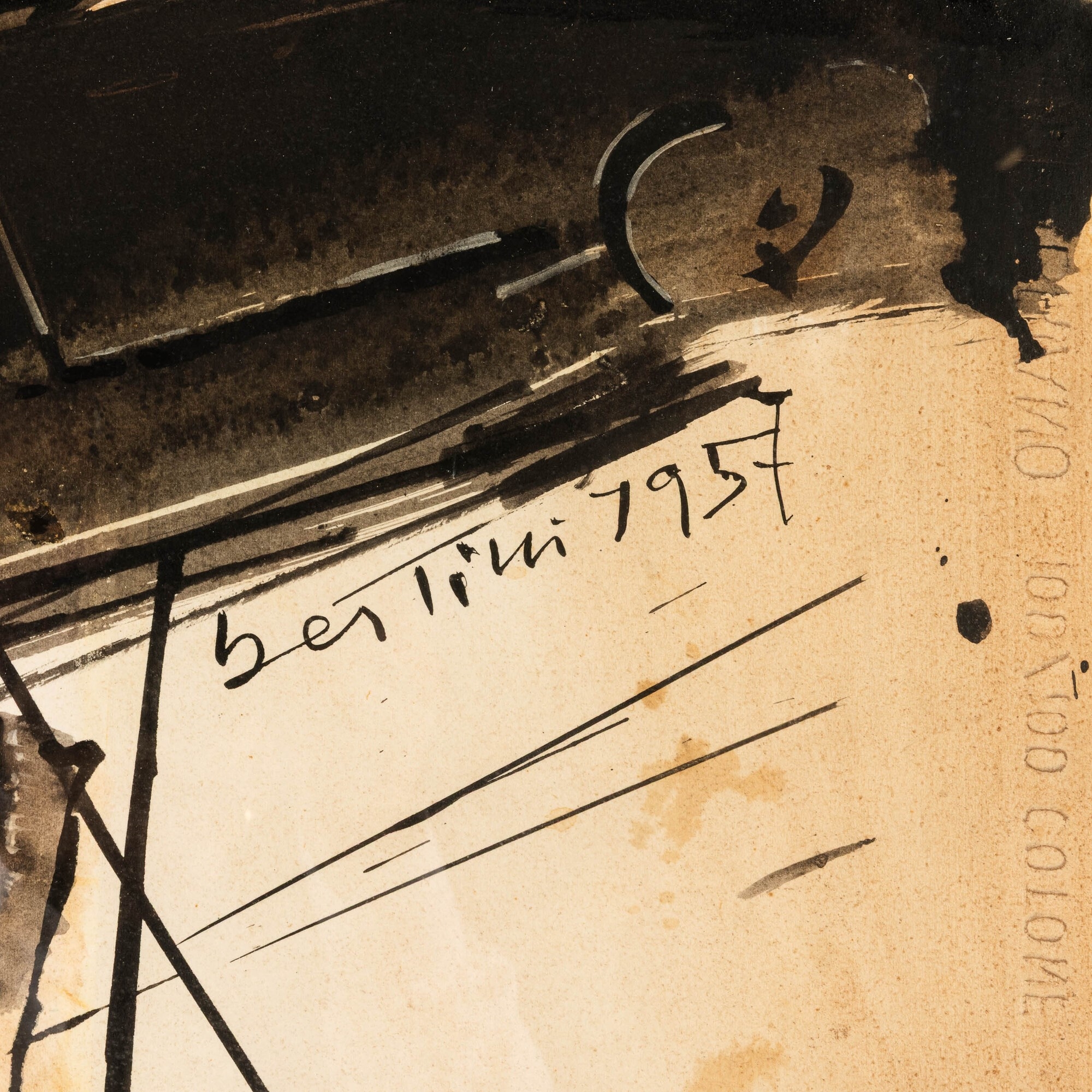 Artwork by Gianni Bertini, Venere al bagno, 1957, Made of Tecnica mista su carta intelata