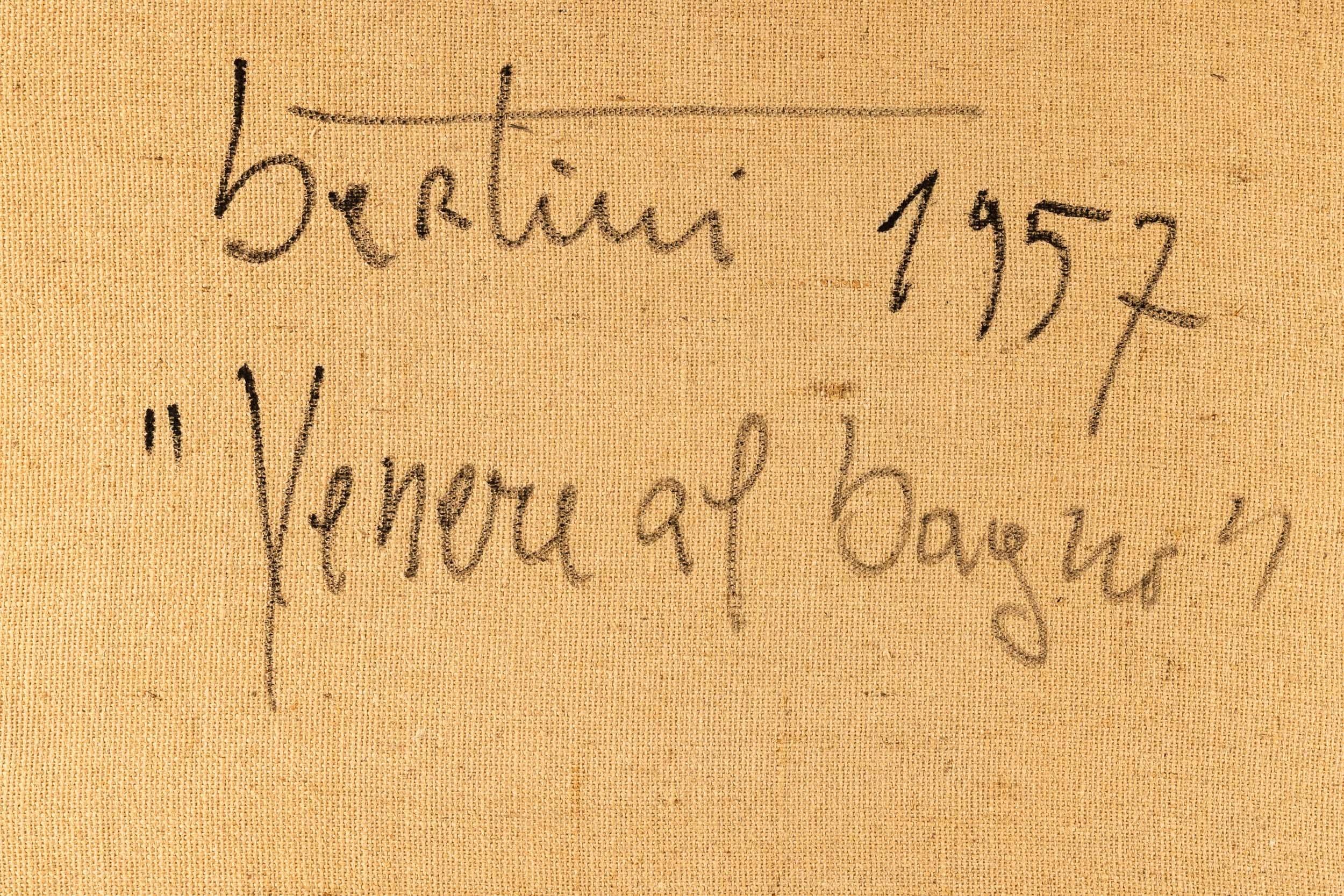 Artwork by Gianni Bertini, Venere al bagno, 1957, Made of Tecnica mista su carta intelata