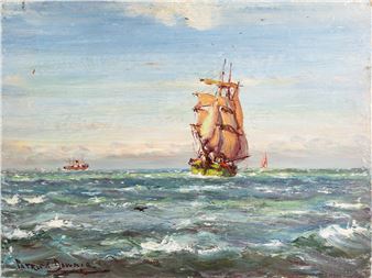 An Old time Brig in a Breeze, Firth of Clyde - Patrick Downie