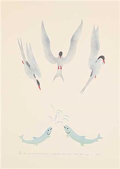 Three Birds, Two Fish - Annie Amamatuak
