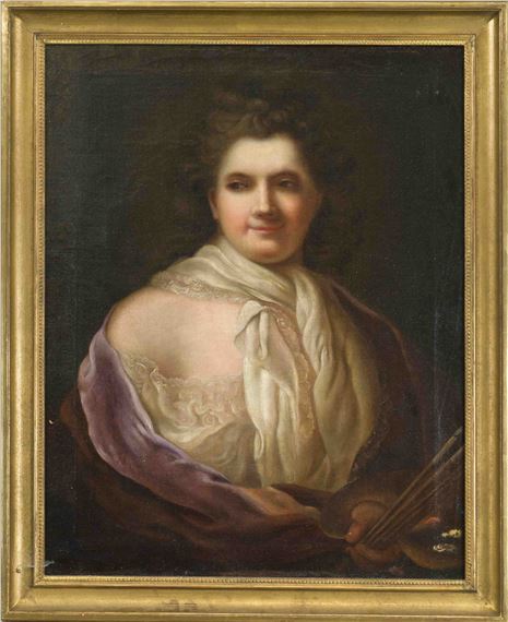 Selbstportrait der Malerin mit Palette und Pinseln - Anna Dorothea Therbusch