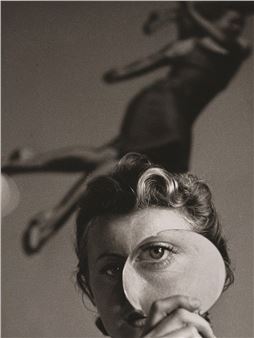 Jeanine PrÃ©vert with a magnifying glass - Pierre Boucher