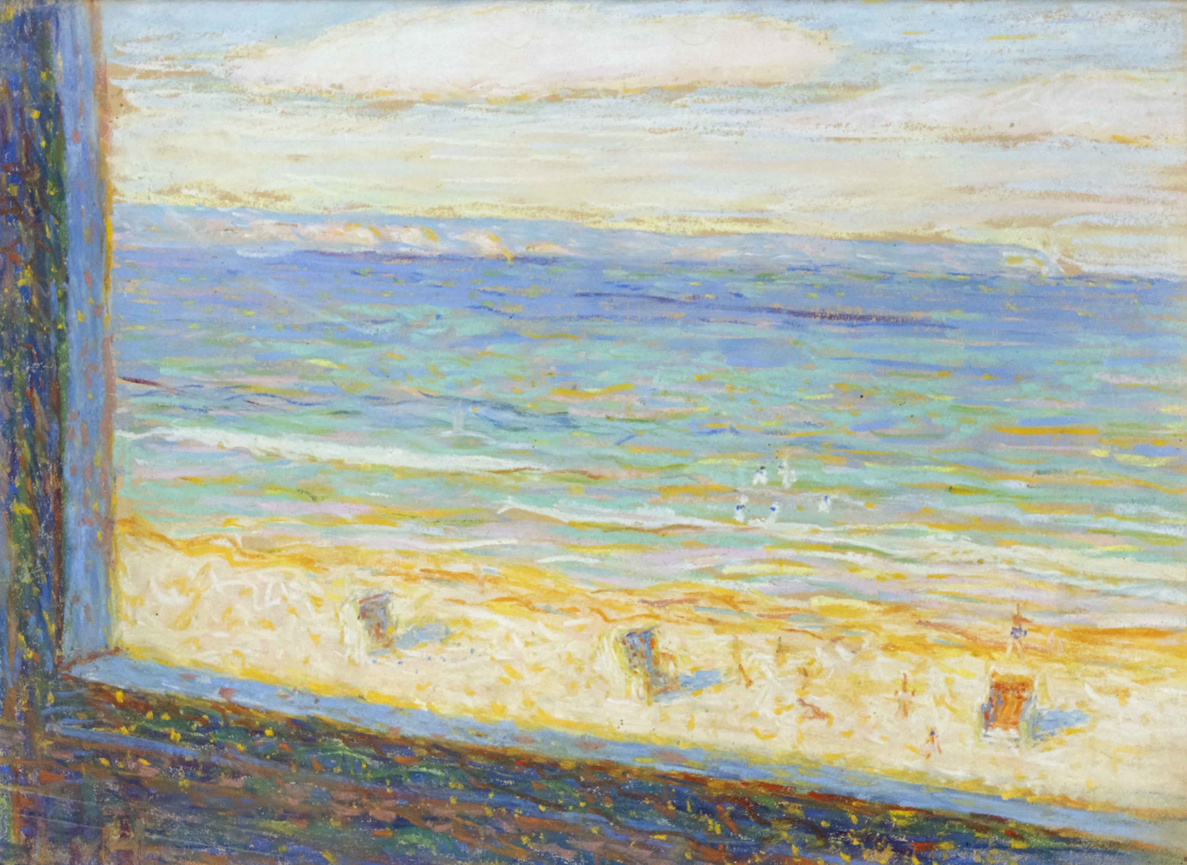 Artwork by Ludwig von Hofmann, Blick auf den Strand von Rügen, Made of oil pastel on paper
