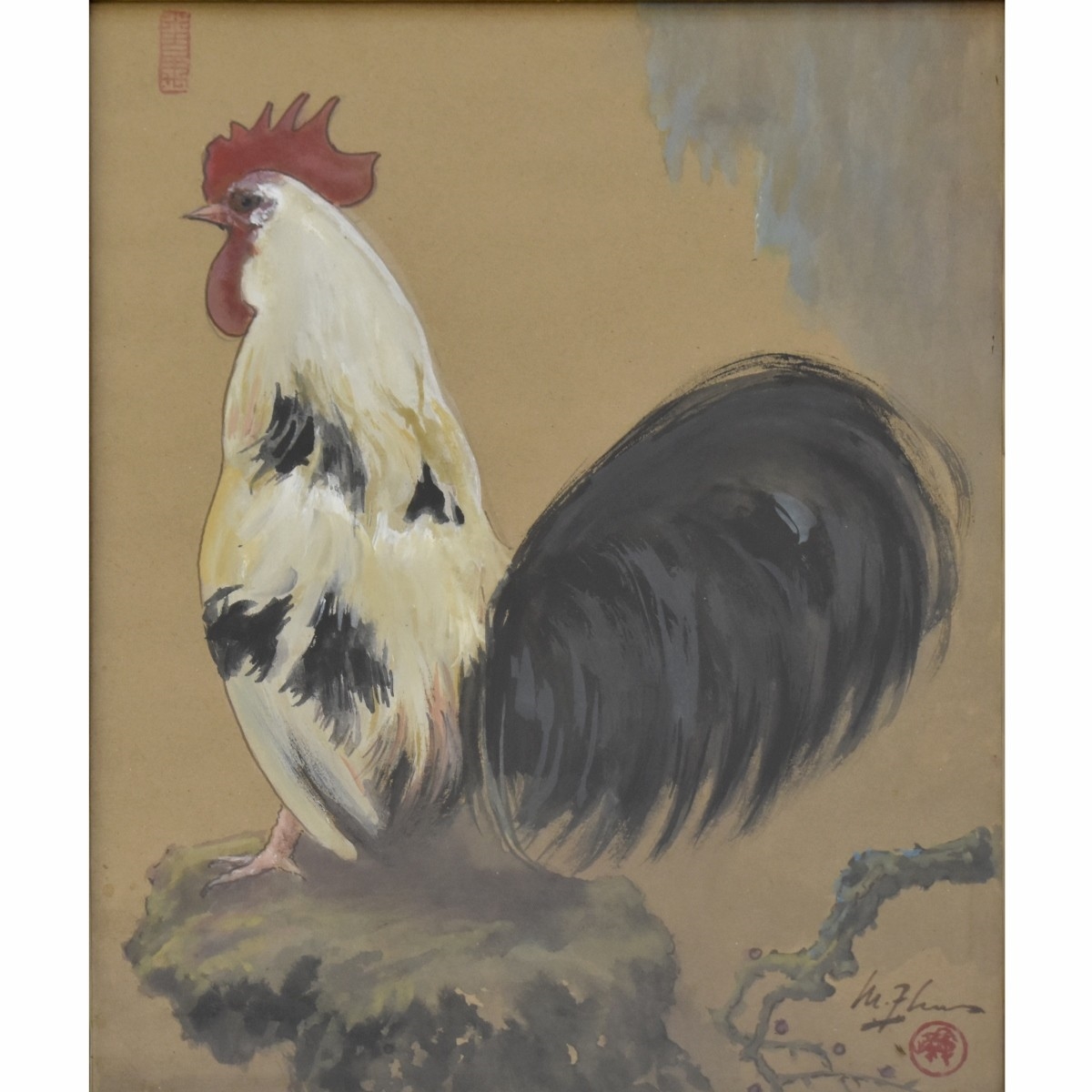 Artwork by Lee Man Fong, Crane Beneath the Pine Tree, Made of Watercolor