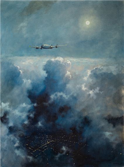 Pan Am Constellation by Moonlight by Eric Sloane