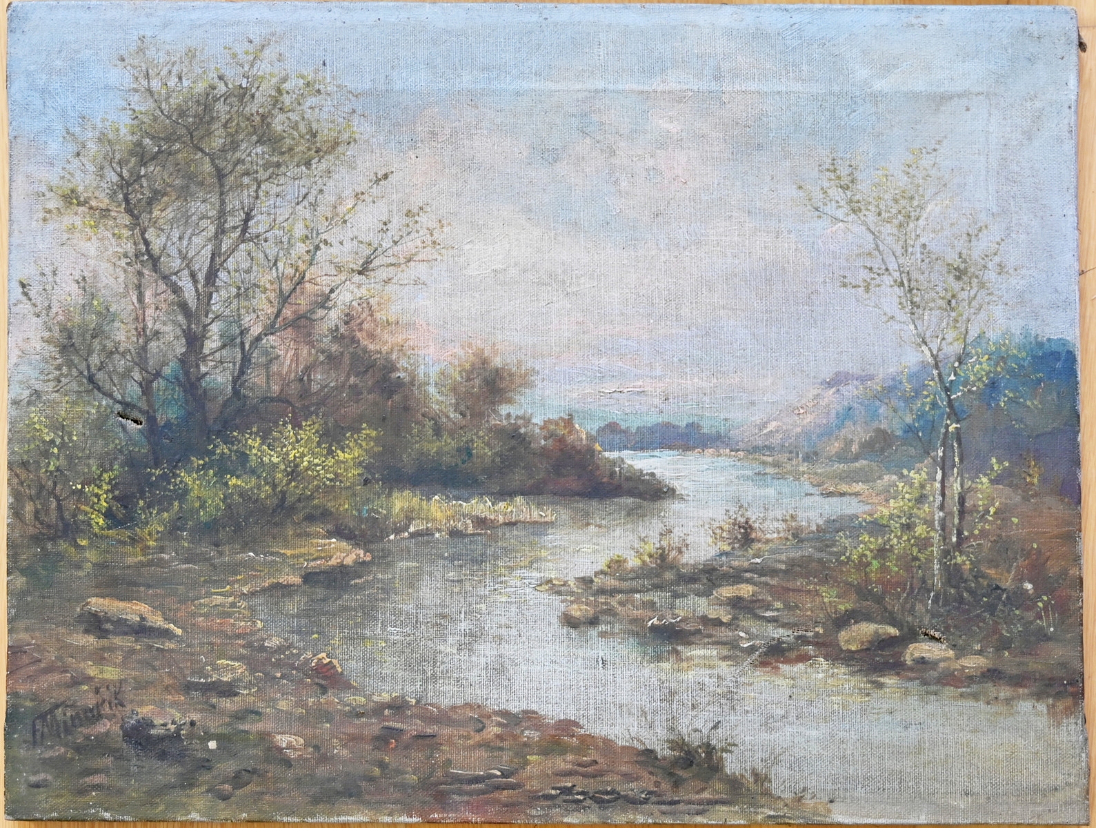 Artwork by František Minarík, romantická krajina, Made of oil on canvas