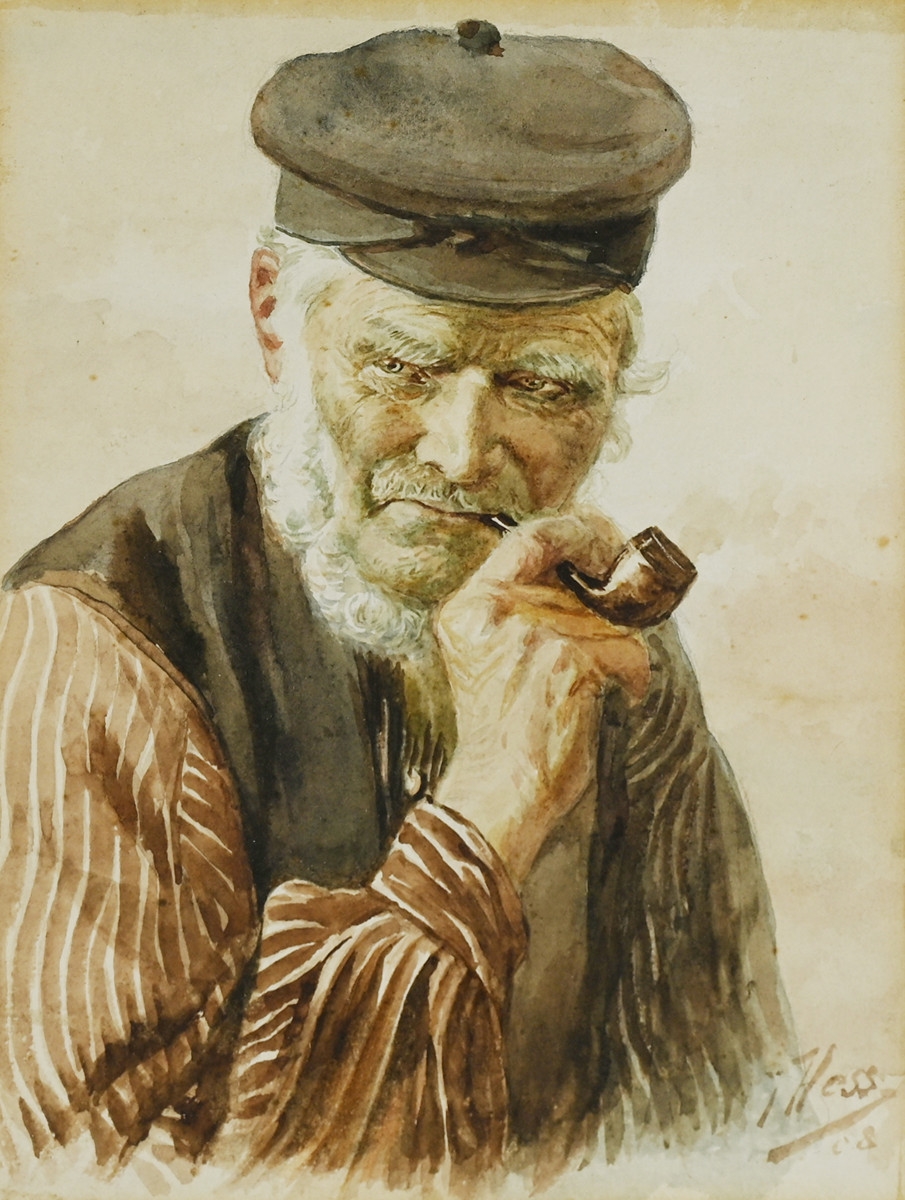 Artwork by J. Hess, MuÅ¾ s dÃ½mkou, Made of watercolor