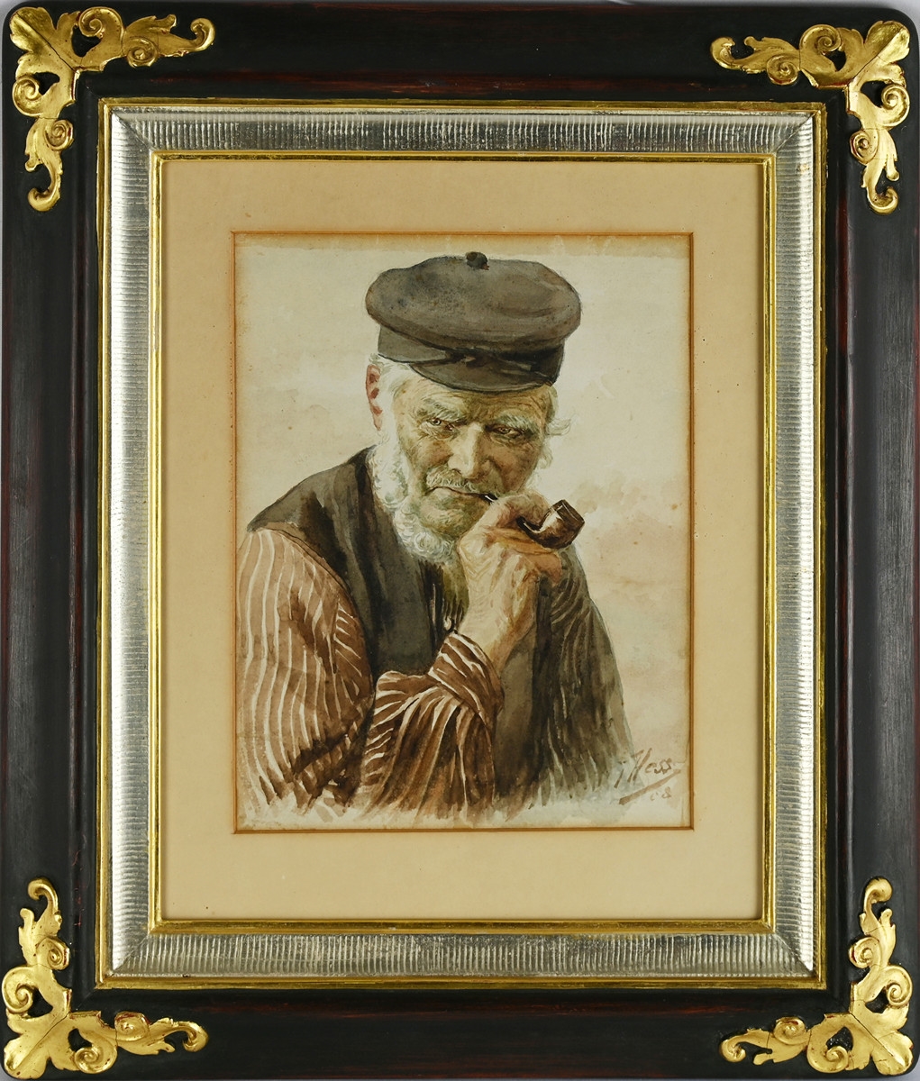 Artwork by J. Hess, MuÅ¾ s dÃ½mkou, Made of watercolor