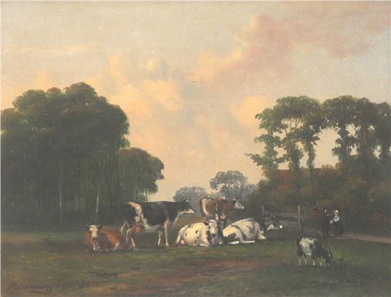 Grazing cows in the dairy meadow by Alexander Hieronymus Bakhuyzen, 1866