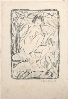 Sitzende von Blattwerk umgeben (Helle Fassung - Otto Müller