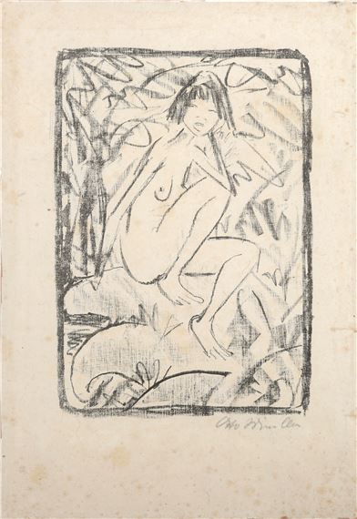 Sitzende von Blattwerk umgeben (Helle Fassung - Otto Müller