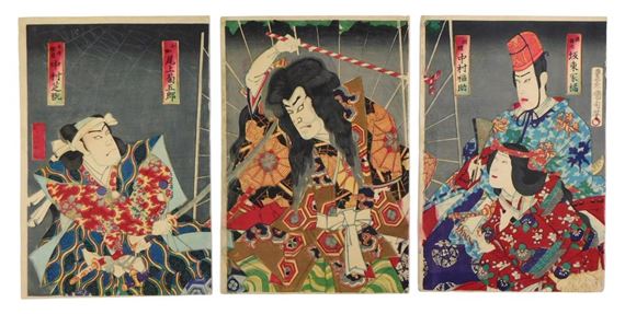 Toyohara Kunichika | Two triptychs | MutualArt